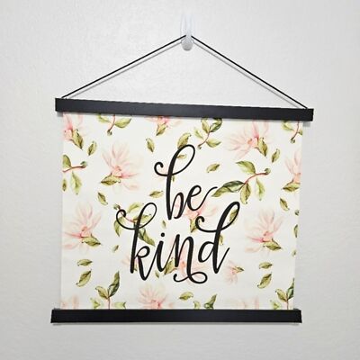 New Be Kind Canvas Hanging Decorative Floral Wood Frame Wall Decor