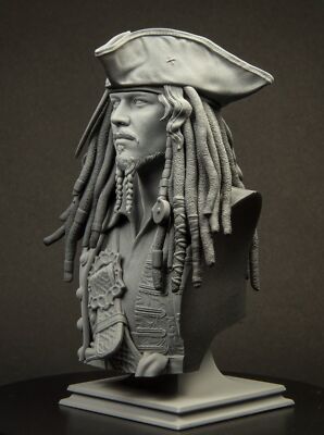 HARZBÜSTE. PIRAT. MASSSTAB 1/6. JACK. KARIBIK. 3D. Lackierfertig.