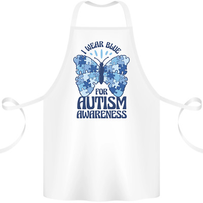 I Wear Blue For Autism Schmetterling Autistische Baumwolle Schürze 100% Bio