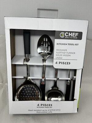 Chef Delicious 4 Piece Kitchen Tool Set Skimmer Spoon Ladle Turner NIB Gift 