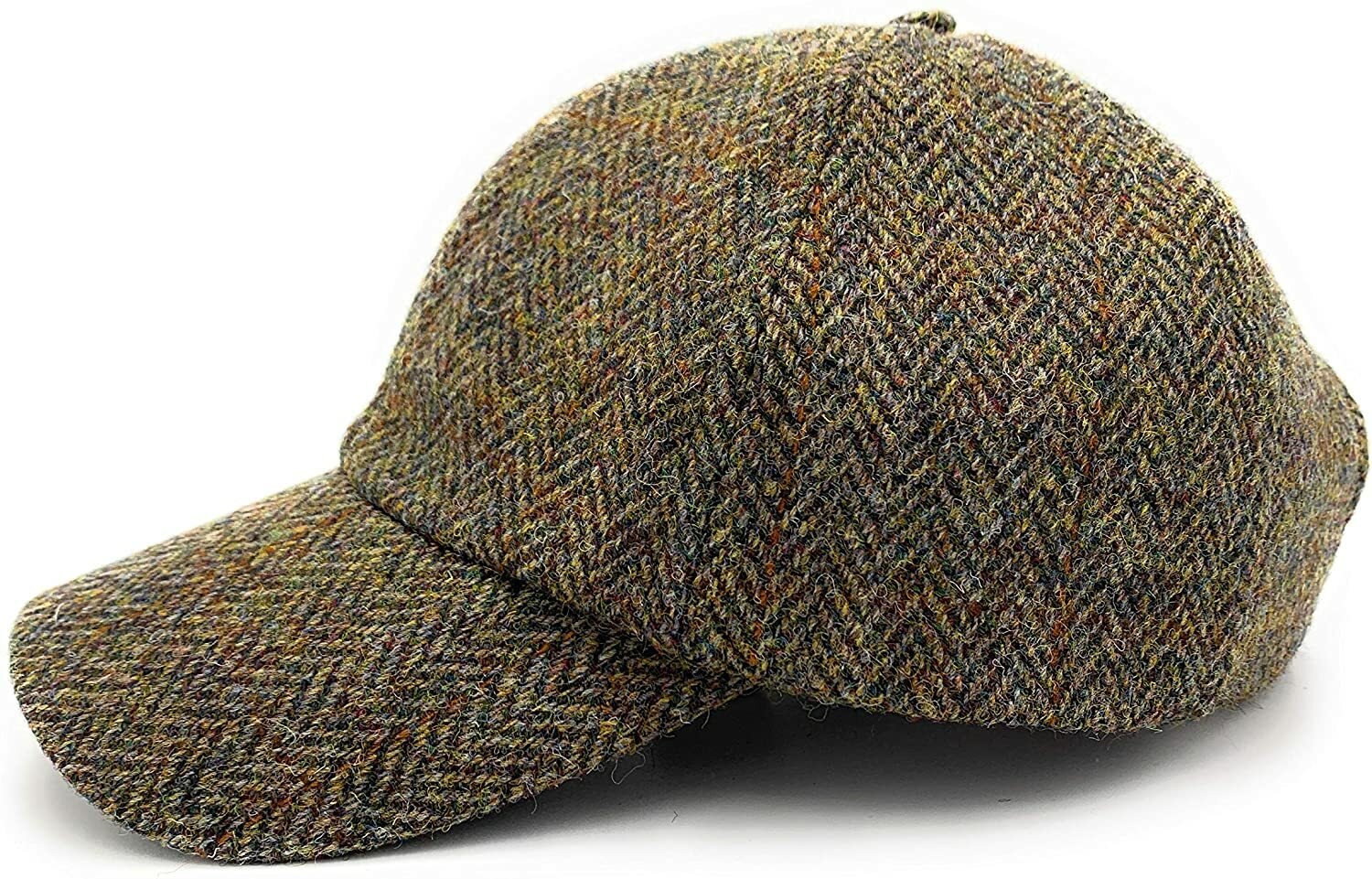 Harris Tweed Brown Herringbone Baseball Adjustable Cap Made in Scotland