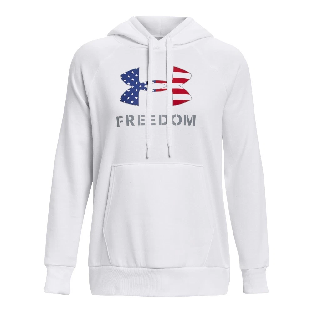 Under Armour 1379624 Women's UA Freedom Rival Fleece Logo Hoodie, White 2X-Large