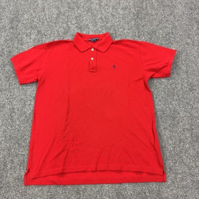 Vintage Ralph Lauren Sport Polo Shirt Mens M Red 100% Cotton