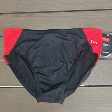 TYR Durafast Elite Men's Hexa Red/black Splice Racer Brief SZ 38 New