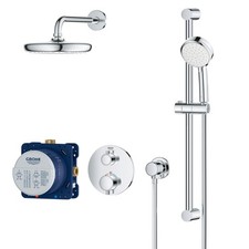 Grohe 34 745 Grohtherm Thermostatic Shower System with Rough in - Chrome NEW