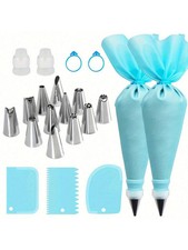 21pcs Cake Decorating Supplies Kit Stainless Steel Icing Piping Bags & Nozzles