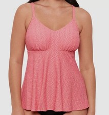 Swim Solutions Women's Pink Textured Underwire Tankini Top Swimwear Size 16