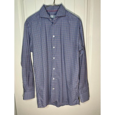Eton Slim Shirt Men 43 17 XL Plaid Long Sleeve Multicolor Button Up