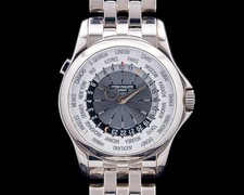 Patek Philippe 5130/1G-010 Czas Światowy 18K Białe złoto Srebrna tarcza