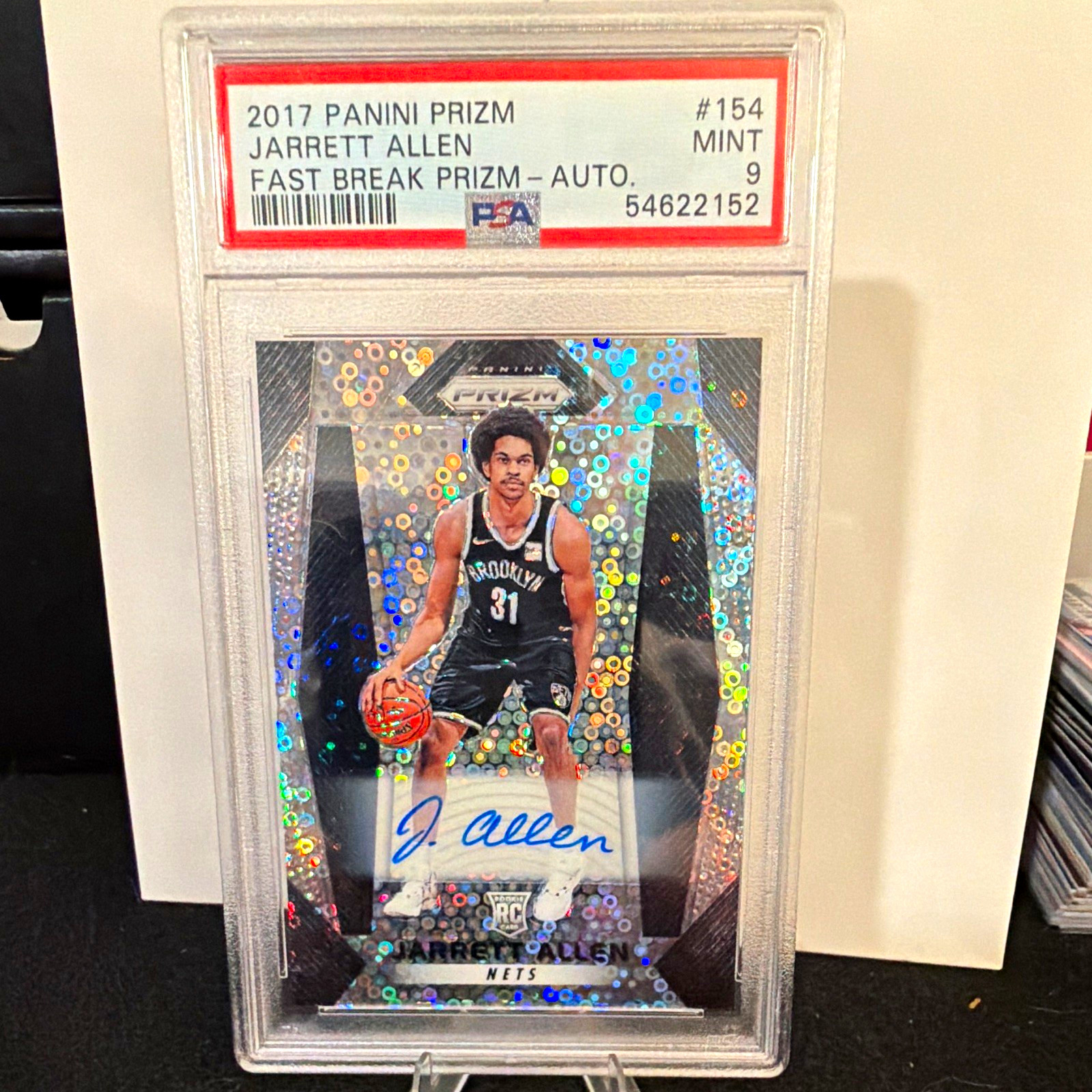 Panini Prizm 2017-18 Jarrett Allen #154 Fast Break Prizm RC Auto PSA 9