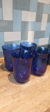 Arcoroc France Cobalt Blue Tumblers In The Torsade Saphir Pattern Set of 4