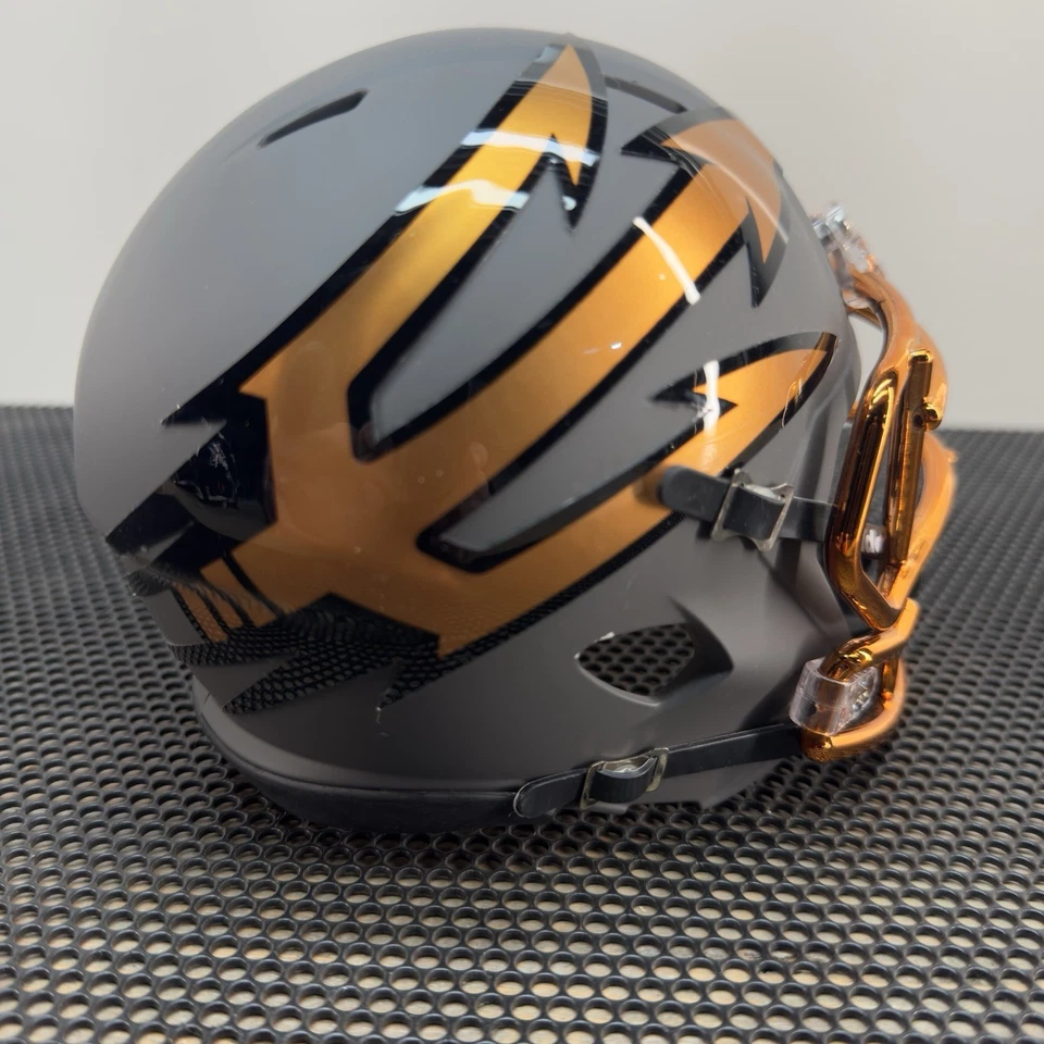ASU Sun Devils Desert Hammer Riddell Speed Mini Helmet Copper Chrome Facemask - Image 2 of 4