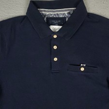 Ted Baker London Polo Shirt Mens Size 3 Navy Blue Knit Casual Short Sleeve