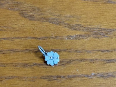 Authentic Pandora White Enamel Primrose Dangle Charm Sterling Silver P-232