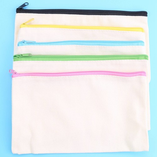 15 Pack Blank Cotton Canvas DIY Craft Zipper Bags Pouches Pencil Case for2175 - Picture 7 of 8