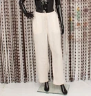 Arket 100 % Linen Beige Trousers Wide Legs Loose Drawstring Pants Lightweight M