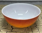 VTG Pyrex Mixing Bowl # 404 Flameglo Orange White Glass Large Nesting Bowl 4 QT