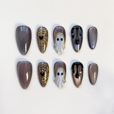 Halloween Press On Nails: Gothic Spiderweb, Ghost, Cat Eye