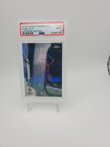 Ansu Fati 2019 2020 Topps Chrome Sapphire UEFA CL Soccer Rookie RC #45 PSA 9
