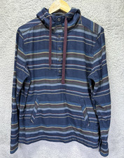 Sudadera con Capucha Marmot Para Hombres Rolin Franela Peso Pesado Canguro Bolsillo Azul Rayas Mediana