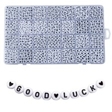 1400pcs 4x7mm Acrylic Letter Beads for Jewelry  Bracelet Making White/Black