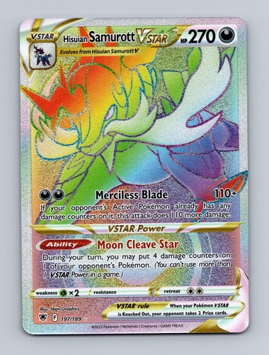 Hisuian Samurott VSTAR 197/189 Rainbow Rare Astral Radiance Pokemon Holo NM
