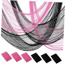 Fanfanwin 6 Pcs Pink and Black Halloween Creepy Cloth 72 x 30 Inch Gauze Decor