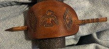 Vintage- Indian Style “Eagle” Tooled Leather Wood Stick Hair Barrette !