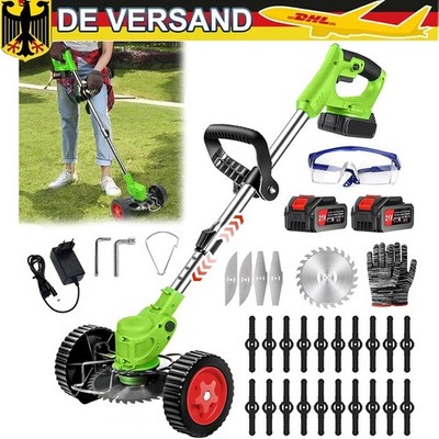 21V Elektro Akku Rasentrimmer Freischneider Motorsense mit 2 Akkus & Ladegerät
