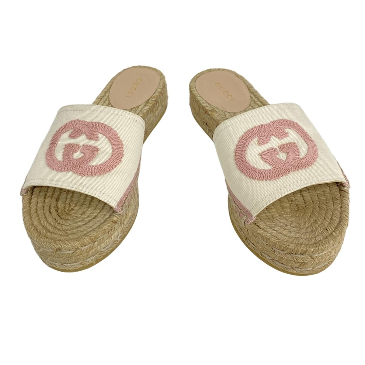 GUCCI Interlocking G Espadrille Slide Sandals Sandals size37 Beige x Ivory x Pin thumbnail 2