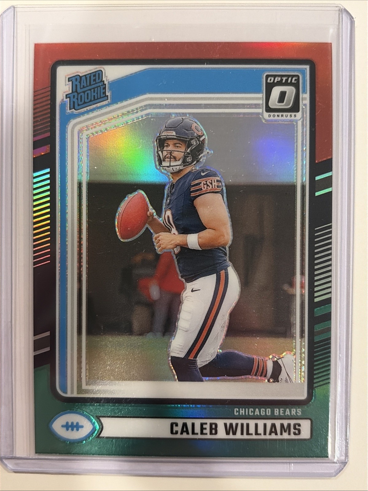 2024 Panini Donruss - Rated Rookie Caleb Williams #327 Optic Preview Red & Green