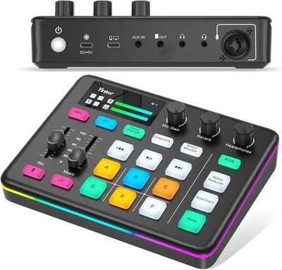 Yinker Gaming Live Stream Audio Mixer RGB Bluetooth Voice Changer Interface