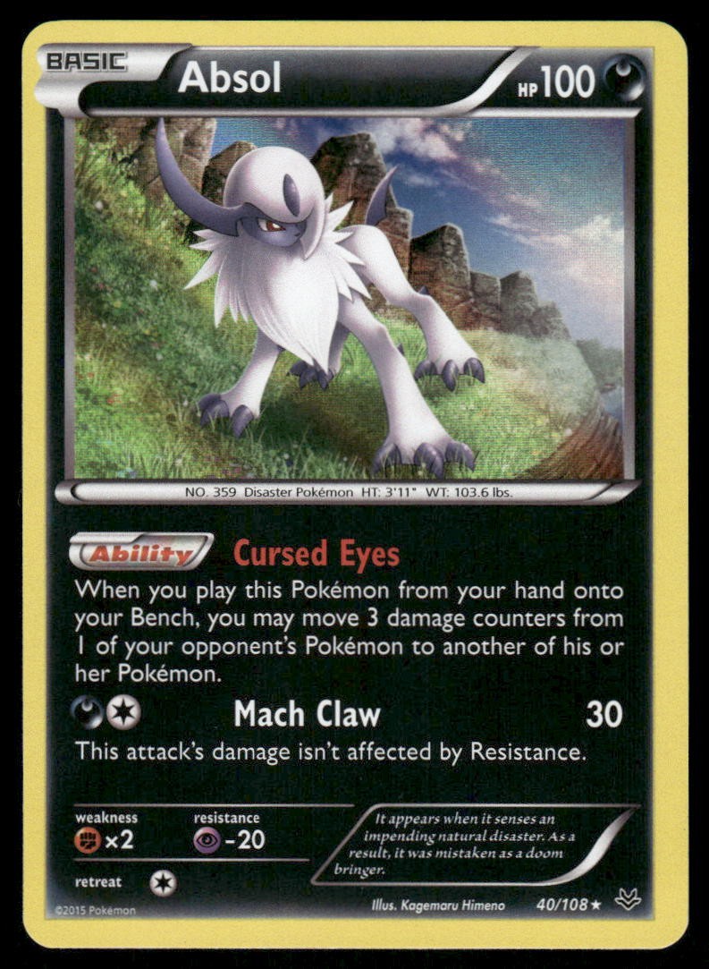 Pokemon Cards Absol 40/108 Holo Roaring Skies Holo Rare LP