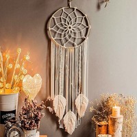 Makramee TraumfäNger Wandbehang Mit Federn - Boho Dekoration