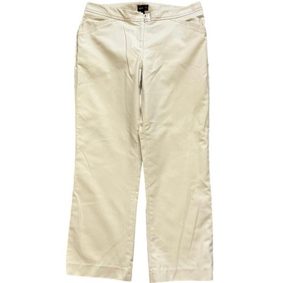 Rafaella Curvy Womens Size 12 Cream Stretch Dress Pants Missing Eye Hook