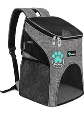PetAmi Small Dog Cat Backpack Carrier Airline  Approved Heather Gray Ventilated