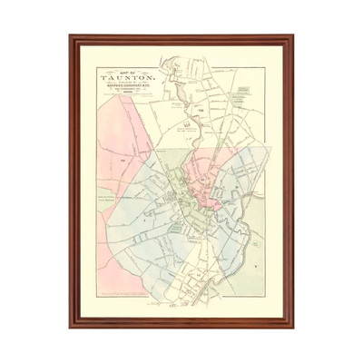 Old Map of Taunton, MA 1874 - Vintage Taunton Massachusetts