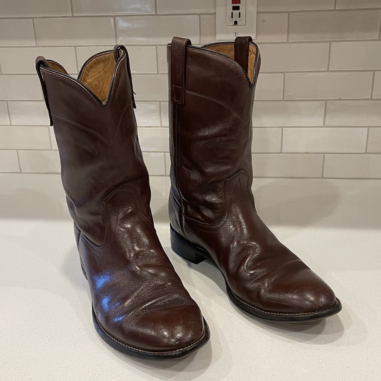 Vintage 90s Red Wing 1414 Leather Roper Boots Men 9.5 D Goodyear USA Made