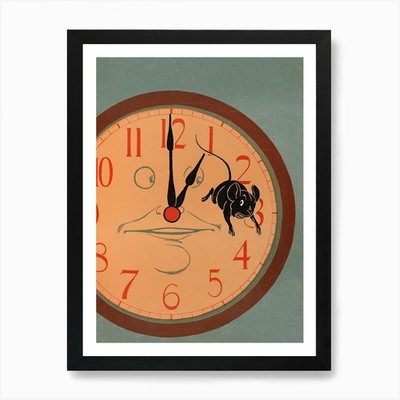 Hickory Dickory Dock Vintage Clock  Framed Wall Art Poster Canvas Print Picture