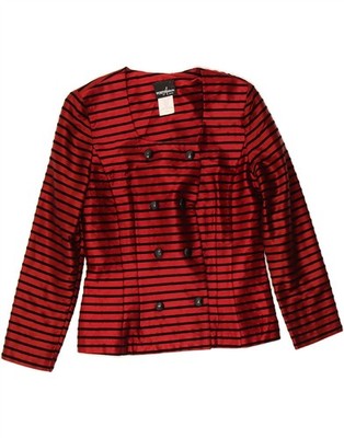 Positive Attitude zierlicher Damenblazer Jacke US 10 Large burgunderrot gestreift XX03