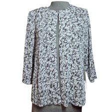 Alex Evenings Silver Glitter Accent Open Front Blazer Jacket Size Large New