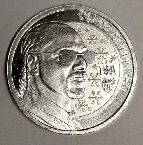 1/2 oz .999 Fine Silver 2026 Coach Snoop USA Olympics Bullion Round