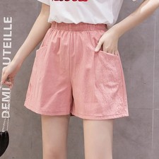 Female New Summer Shorts Women Solid Color Casual Loose Cotton Linen Short Pants
