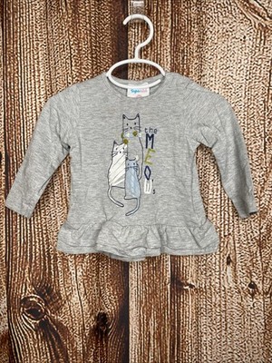 TopoMini Baby Girls Top The Meow's Cats Long Sleeve Size 80 18-24 Months