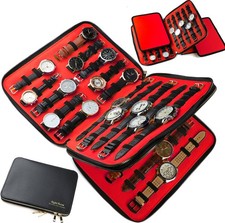 40 Slots Big Case Bag Watch Band Storage Strap Organizer 40 slots black red