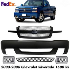 Front Bumper Cover Primed Grille Assembly Kit For 2003-07 Chevy Silverado 1500