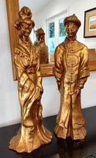 Rare Vintage 60s Kay Finch Freeman-McFarlin Mr. & Mrs. Foo 23” Gold Leaf - Mint