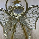 Set of 2 Glass Angel Ornaments Clear with Gold Accents Wings Star Heavy 4” — photo 8