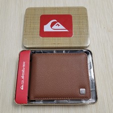 MENS QUIKSILVER BROWN BIFOLD WALLET WITH TIN GIFT BOX