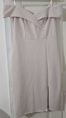 Premier Amour Light Pink Off Shoulder Bodycon Knee Length Dress Size 8